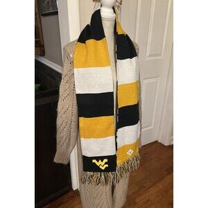 West Virginia Mountaineers Scarf WVU Knit Fringe Winter Football '47 Brand